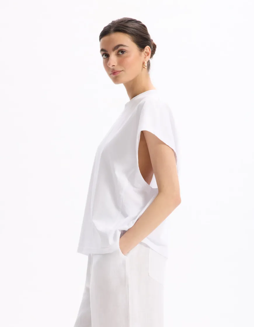 Celio T-shirt coton épais oversize sans manche - blanc^Femme T-Shirts & Tops