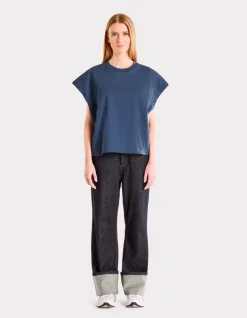 Celio T-shirt coton épais oversize sans manche - bleu^Femme T-Shirts & Tops