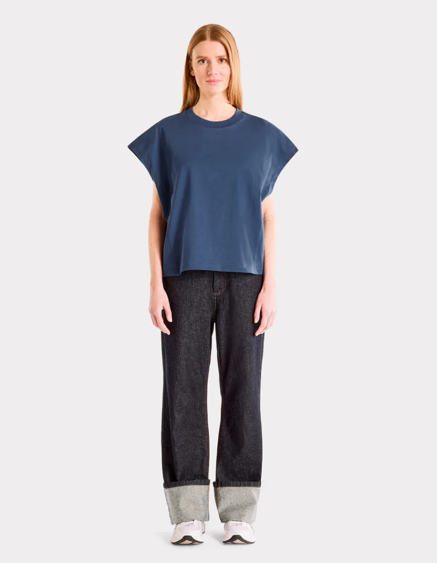 Celio T-shirt coton épais oversize sans manche - bleu^Femme T-Shirts & Tops