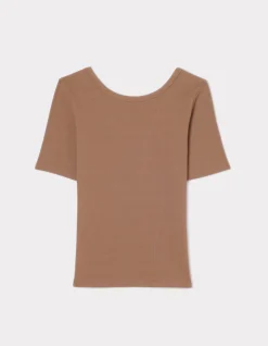 Celio T-shirt côtelé à manches courtes - beige^Femme T-Shirts & Tops