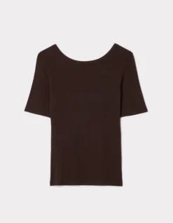 Celio T-shirt côtelé à manches courtes - marron^Femme T-Shirts & Tops