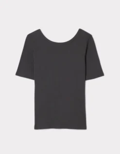 Celio T-shirt côtelé à manches courtes - gris^Femme T-Shirts & Tops