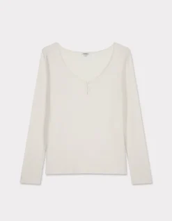 Celio T-shirt côtelé à manches longues - écru^Femme T-Shirts & Tops
