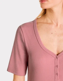 Celio T-shirt côtelé col V - rose^Femme T-Shirts & Tops
