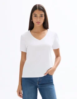 Celio T-shirt en coton à col V -^Femme Les Essentiels Aux Meilleurs Prix|T-Shirts & Tops