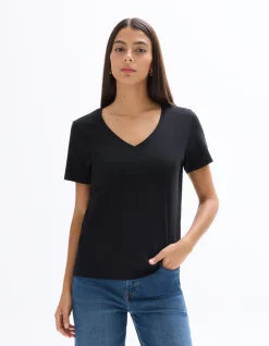 Celio T-shirt en coton à col V -^Femme Les Essentiels Aux Meilleurs Prix|T-Shirts & Tops