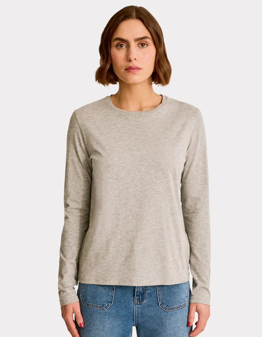 Celio T-shirt en coton à manches longues - gris clair^Femme T-Shirts & Tops
