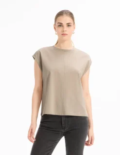 Celio T-shirt en coton ample sans manche - beige^Femme T-Shirts & Tops