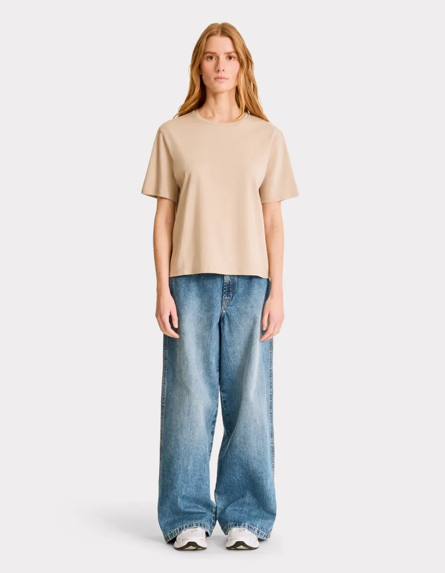 Celio T-shirt en coton biologique col rond - beige^Femme T-Shirts & Tops