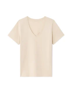 Celio T-shirt en coton biologique col V - beige^Femme T-Shirts & Tops