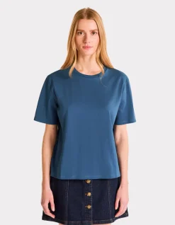 Celio T-shirt en coton biologique col rond - bleu^Femme T-Shirts & Tops