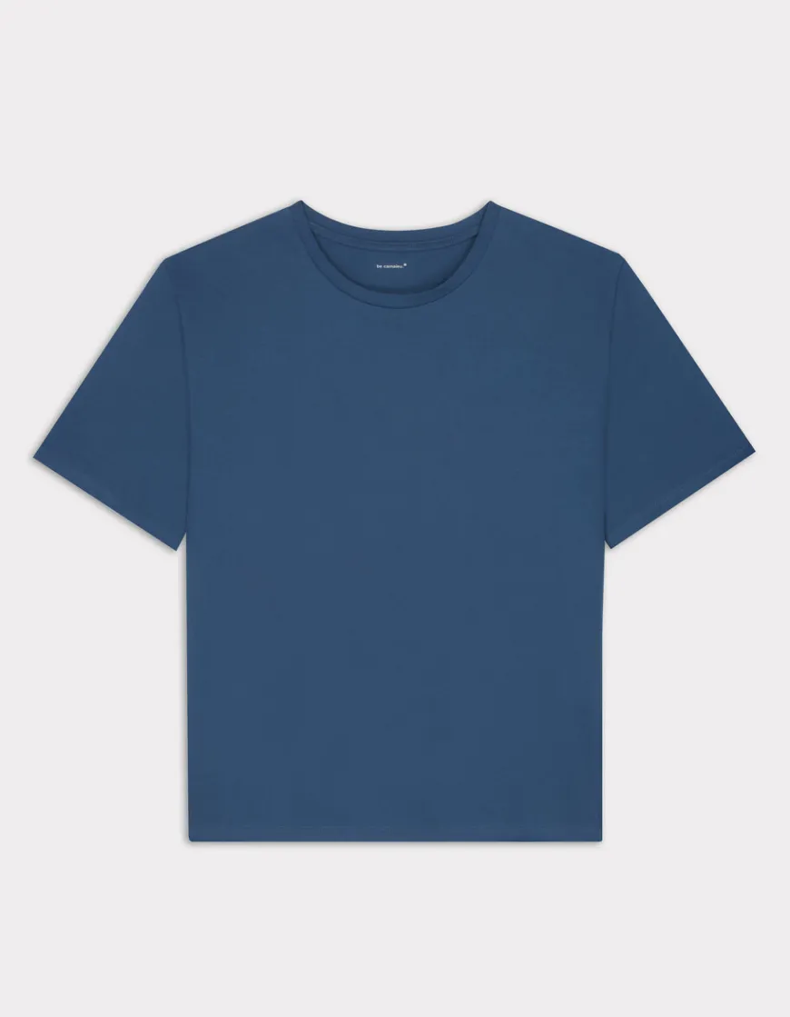 Celio T-shirt en coton biologique col rond - bleu^Femme T-Shirts & Tops