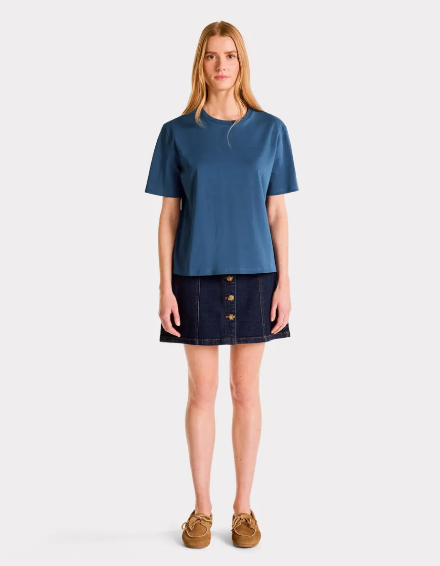 Celio T-shirt en coton biologique col rond - bleu^Femme T-Shirts & Tops