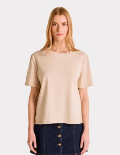 Celio T-shirt en coton biologique col rond - bleu mer^Femme T-Shirts & Tops