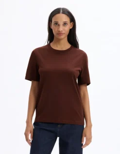 Celio T-shirt en coton biologique fit long - marron^Femme T-Shirts & Tops