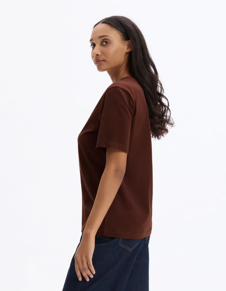 Celio T-shirt en coton biologique fit long - marron^Femme T-Shirts & Tops
