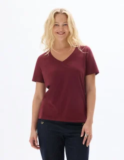 Celio T-shirt en coton biologique col V - violet^Femme T-Shirts & Tops