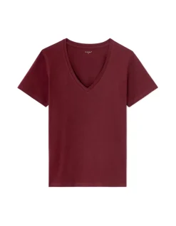 Celio T-shirt en coton biologique col V - violet^Femme T-Shirts & Tops