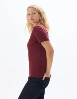 Celio T-shirt en coton biologique col V - violet^Femme T-Shirts & Tops