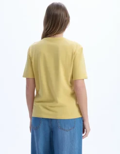 Celio T-shirt en coton biologique col rond - jaune^Femme Les Essentiels Aux Meilleurs Prix|T-Shirts & Tops