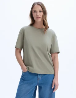 Celio T-shirt en coton biologique col rond - gris^Femme Les Essentiels Aux Meilleurs Prix|T-Shirts & Tops