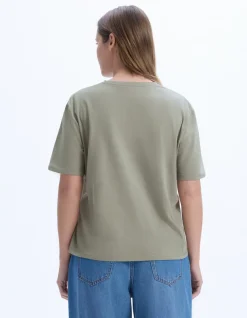 Celio T-shirt en coton biologique col rond - gris^Femme Les Essentiels Aux Meilleurs Prix|T-Shirts & Tops