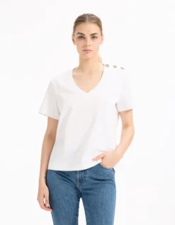 Celio T-shirt en coton boutonné -^Femme T-Shirts & Tops