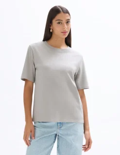Celio T-shirt en coton doux col rond - gris^Femme Les Essentiels Aux Meilleurs Prix|T-Shirts & Tops