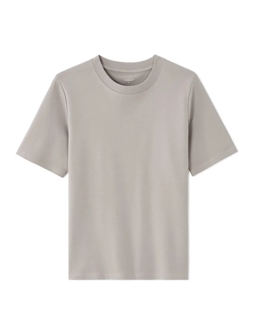 Celio T-shirt en coton doux col rond - gris^Femme Les Essentiels Aux Meilleurs Prix|T-Shirts & Tops