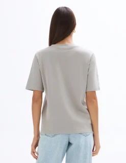 Celio T-shirt en coton doux col rond - gris^Femme Les Essentiels Aux Meilleurs Prix|T-Shirts & Tops