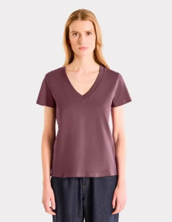 Celio T-shirt en coton doux col V - violet^Femme T-Shirts & Tops