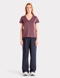 Celio T-shirt en coton doux col V - violet^Femme T-Shirts & Tops