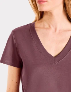 Celio T-shirt en coton doux col V - violet^Femme T-Shirts & Tops