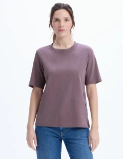 Celio T-shirt en coton doux col rond - violet^Femme Les Essentiels Aux Meilleurs Prix|T-Shirts & Tops