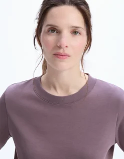Celio T-shirt en coton doux col rond - violet^Femme Les Essentiels Aux Meilleurs Prix|T-Shirts & Tops