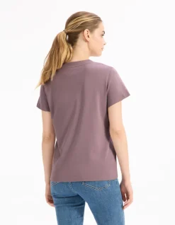 Celio T-shirt en coton doux col V - violet^Femme T-Shirts & Tops