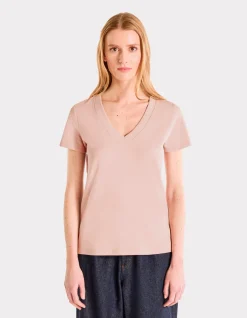 Celio T-shirt en coton doux col V - rose^Femme T-Shirts & Tops