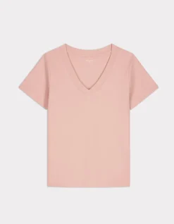 Celio T-shirt en coton doux col V - rose^Femme T-Shirts & Tops