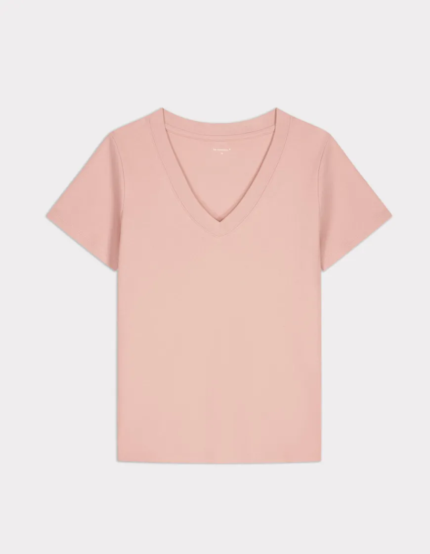 Celio T-shirt en coton doux col V - rose^Femme T-Shirts & Tops