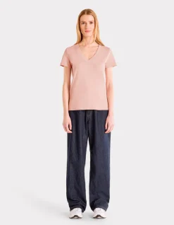 Celio T-shirt en coton doux col V - rose^Femme T-Shirts & Tops