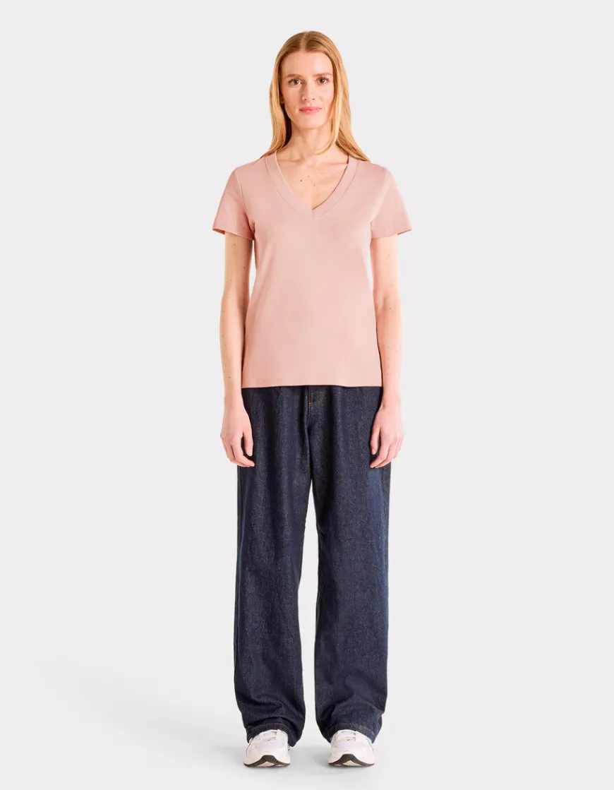Celio T-shirt en coton doux col V - rose^Femme T-Shirts & Tops