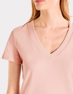 Celio T-shirt en coton doux col V - rose^Femme T-Shirts & Tops