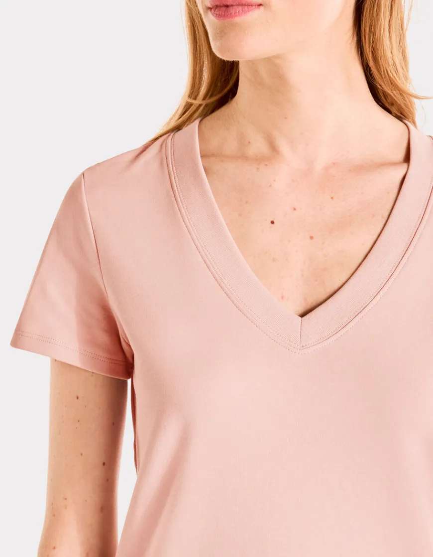 Celio T-shirt en coton doux col V - rose^Femme T-Shirts & Tops