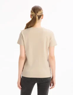 Celio T-shirt en coton doux col V - beige^Femme T-Shirts & Tops