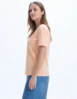 Celio T-shirt en coton flammé - rose^Femme Les Essentiels Aux Meilleurs Prix|T-Shirts & Tops