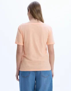 Celio T-shirt en coton flammé - rose^Femme Les Essentiels Aux Meilleurs Prix|T-Shirts & Tops