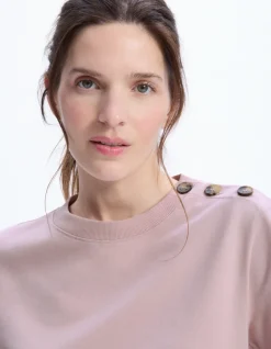Celio T-shirt en coton épais boutonné - rose^Femme T-Shirts & Tops