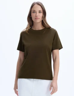 Celio T-shirt en coton épais boutonné - laurier foncé^Femme T-Shirts & Tops