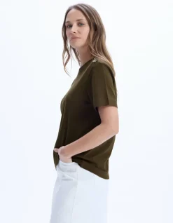 Celio T-shirt en coton épais boutonné - laurier foncé^Femme T-Shirts & Tops
