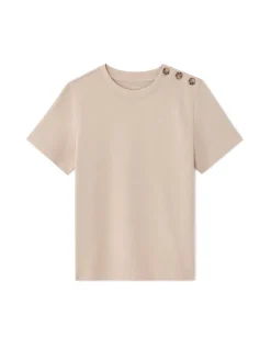 Celio T-shirt en coton épais boutonné - beige^Femme T-Shirts & Tops